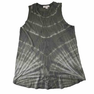 Treasure & Bond  Womens Size Small Cut-Off Sleeve Tank Top Tie Dye Green/White